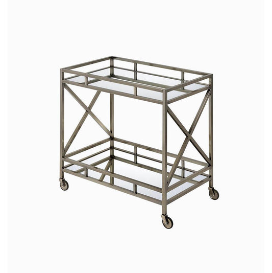 Kristensen Serving Cart, Antique Gold & Mirrored Shelving