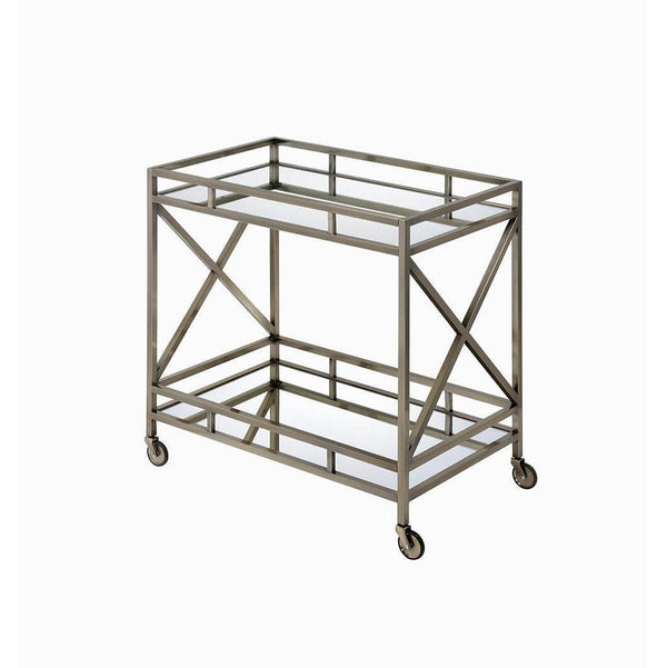 Kristensen Serving Cart w/ Mirrored Shelving