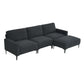 MCM Velvet Sectional Sofa with Ottoman in Gray or Black 104"