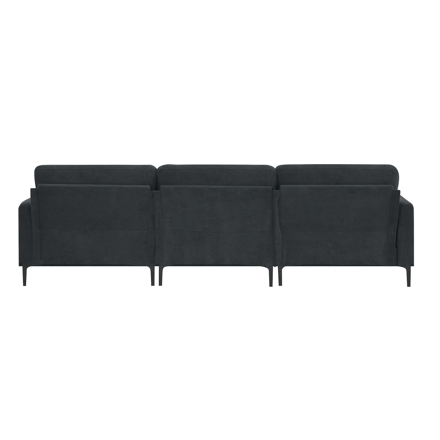 MCM Velvet Sectional Sofa with Ottoman in Gray or Black 104"