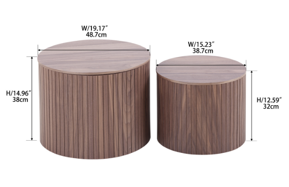 Handcrafted MDF Round Accent Table Set w/ Storage (2 Colors)