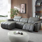 Modern Leather Chaise Sectional Sofa w/ Adjustable Foot & Headrest 113" (2 Colors)