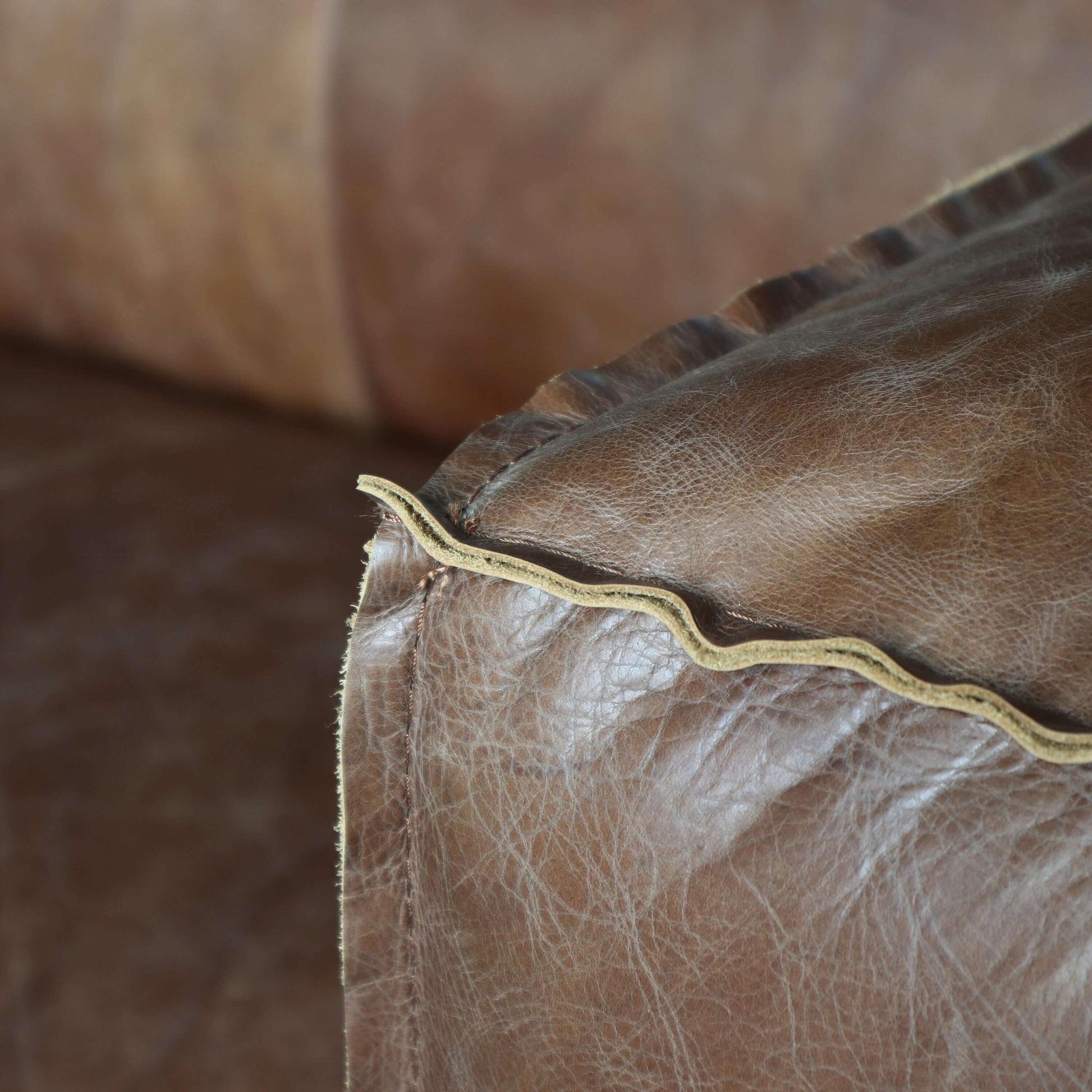 Classic Brancaster Sofa in Retro Brown Top Grain Leather 98" - Revel Sofa 