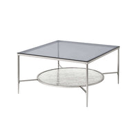 Adelrik Coffee Table Square 2 Tier Glass Top Chrome Frame - Revel Sofa 