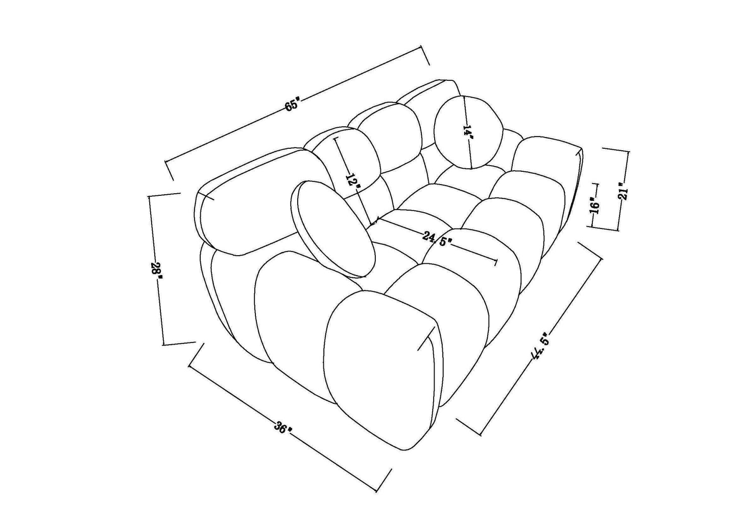 Modern Marshmallow Tufted Boucle Fabric Sofa