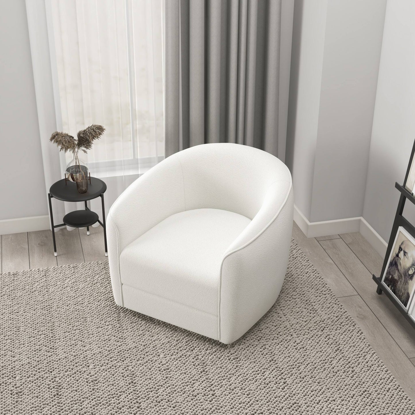 Silla Boucle o de terciopelo giratoria moderna de mediados de siglo 'Elise'