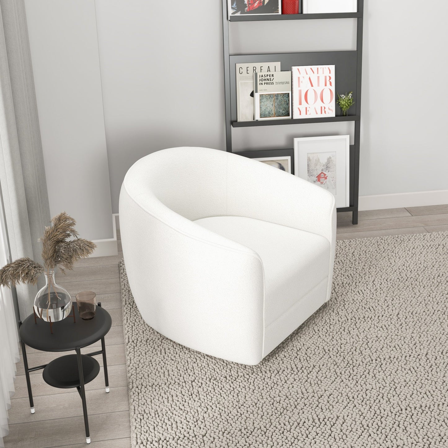 Silla Boucle o de terciopelo giratoria moderna de mediados de siglo 'Elise'