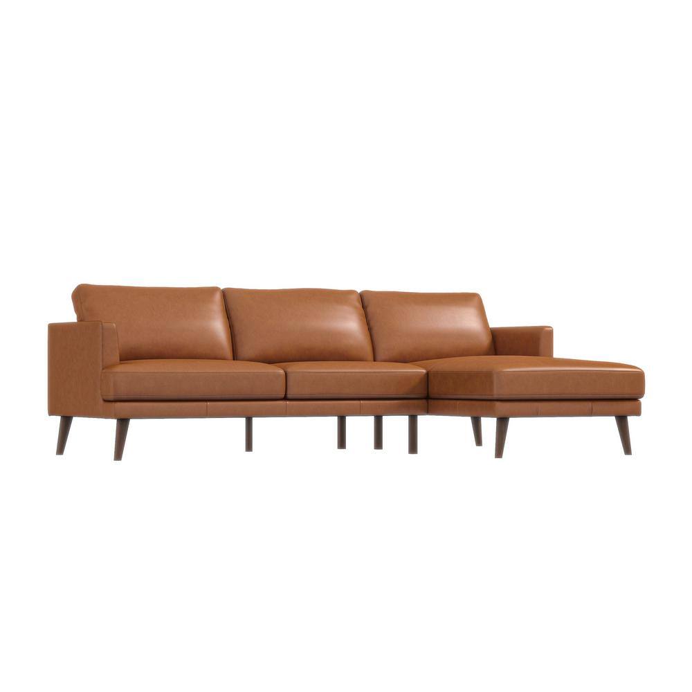 Lore MCM Leather L-Shape Chaise Sofa Sectional 105"