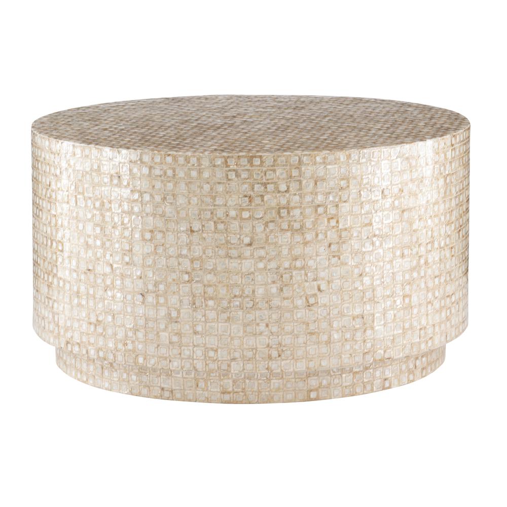 Perrin Capiz Mosaic MDF Round Coffee Table 30"