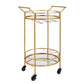 Round Gold Metal 2 Tiered Bar Cart