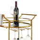 Round Gold Metal 2 Tiered Bar Cart