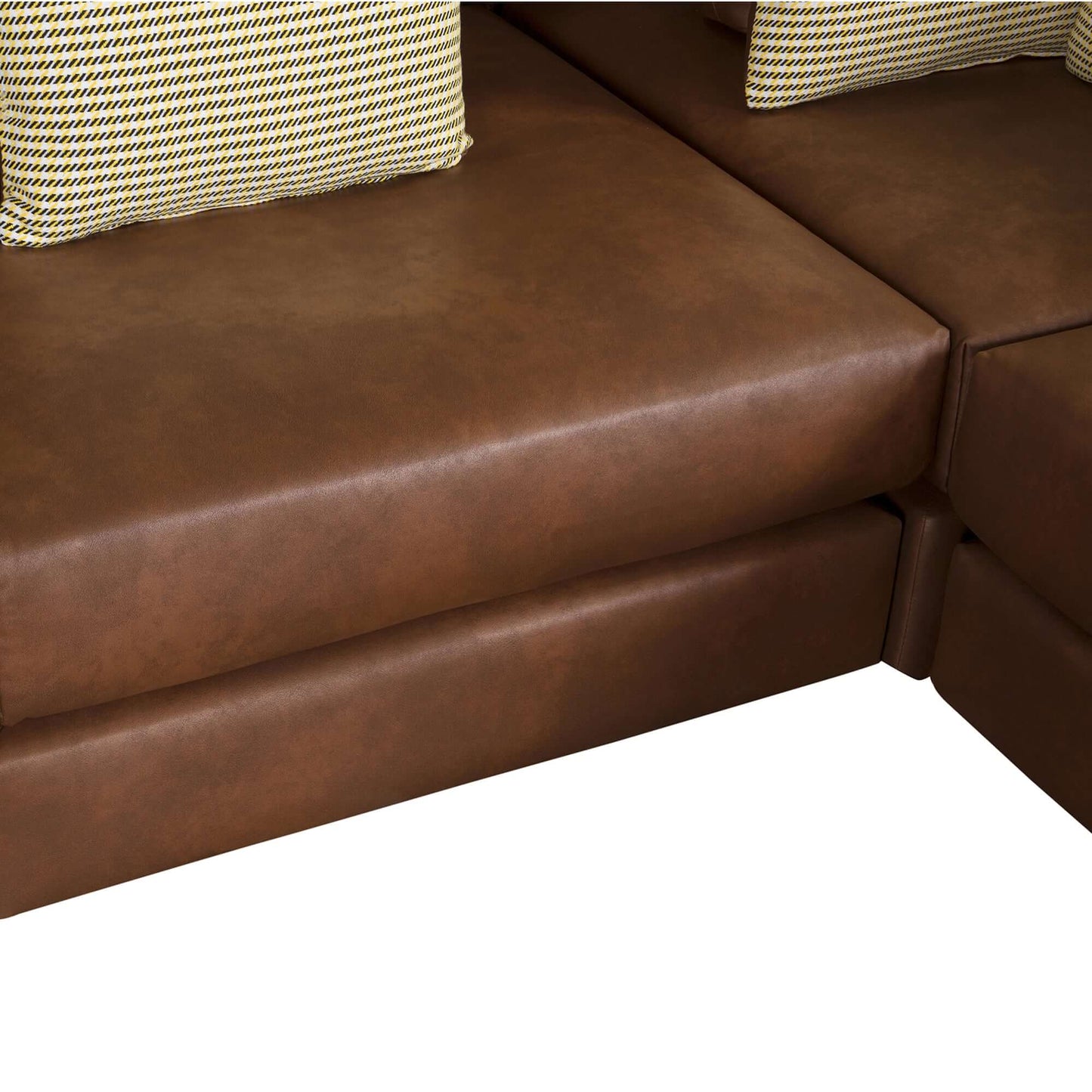 Modular Corner Sectional Sofa with Movable Ottoman in Brown or Black (113")