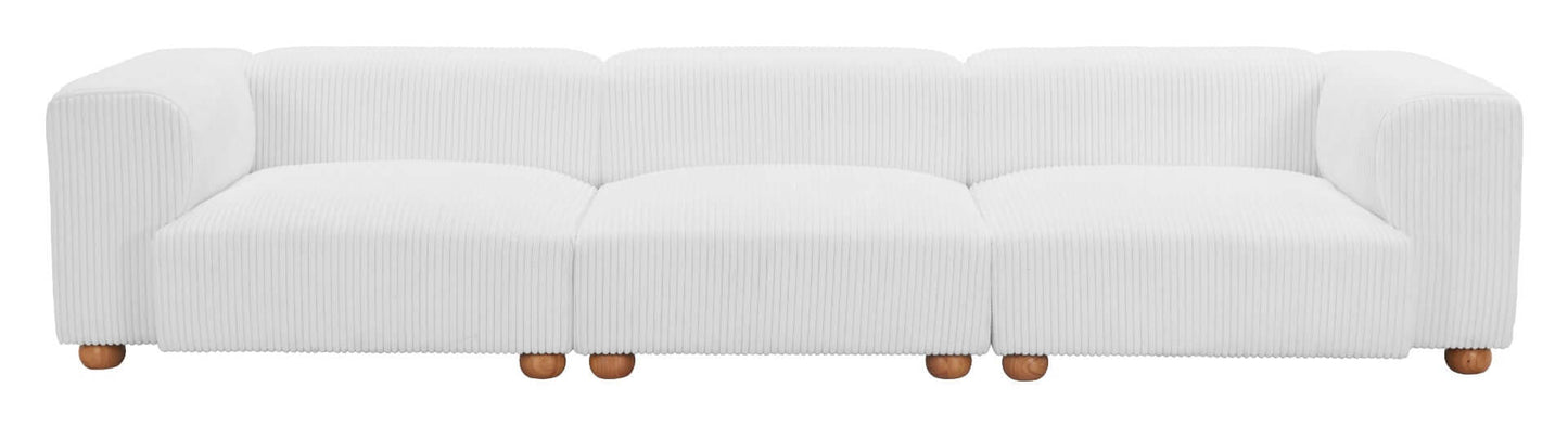 Tayte Big Deep Seated Modular Corduroy Sofa Couch, White (150")