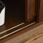 MCM Styled Wood TV Stand Rattan Cabinet Doors, Dark Stain 59" - Revel Sofa 