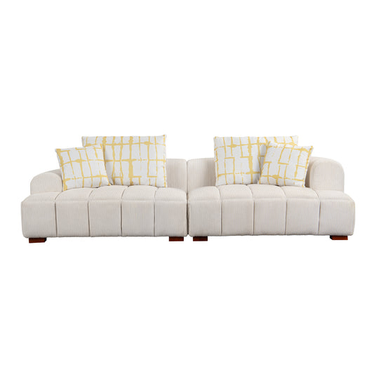 Modern Channel Tufted Corduroy Fabric Sofa 103.9"