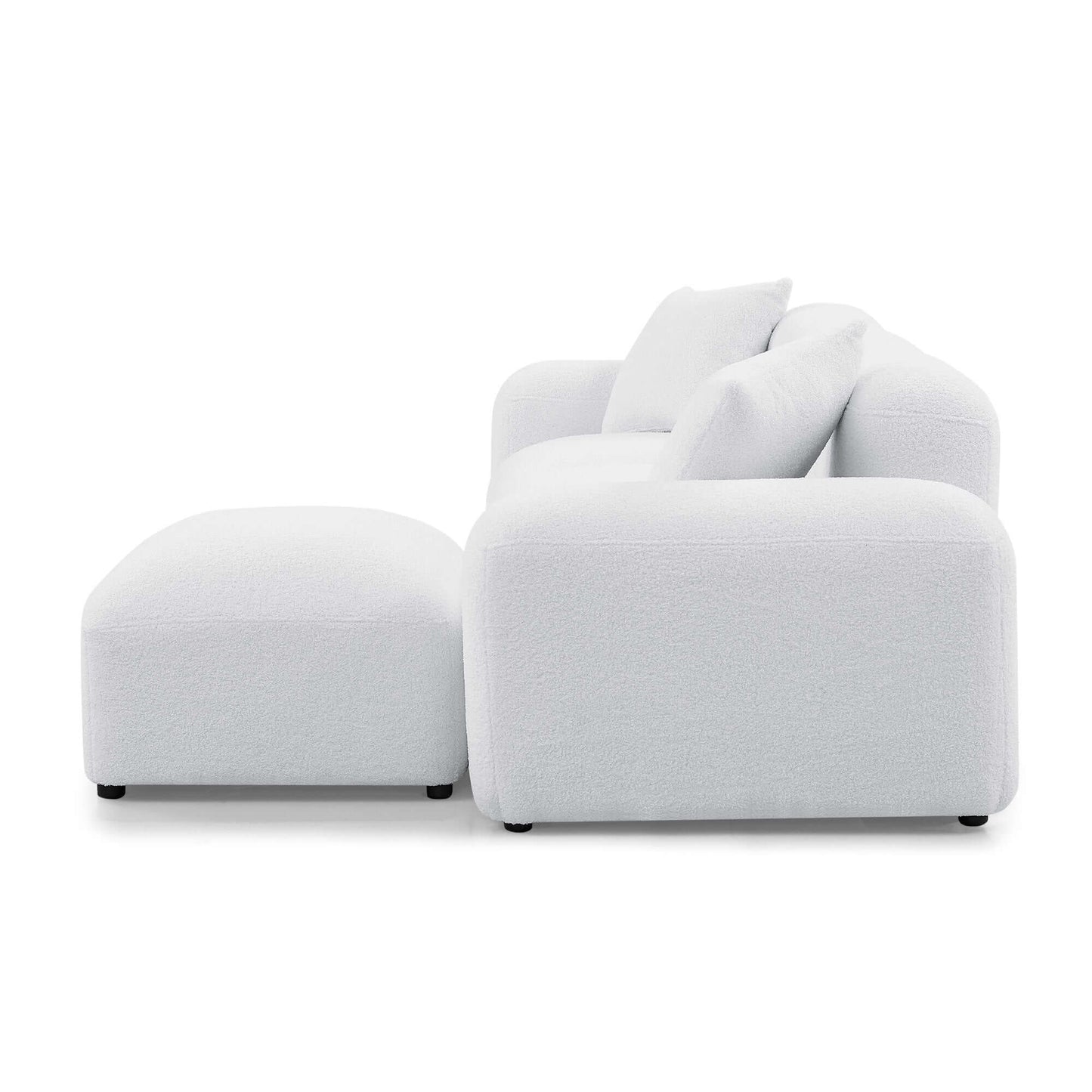 Contemporary Modular Sectional Sofa in Teddy Fabric with Ottoman (4pc) 95" - Revel Sofa 