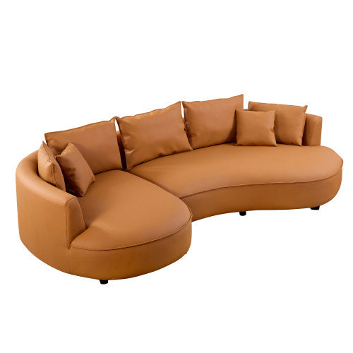 Modern Curved Faux Leather Chaise Sofa Sectional 128" (3 Colors)