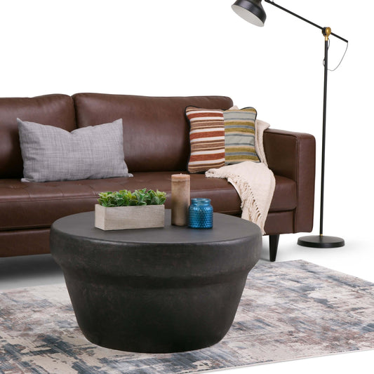 Garvy Metal Round Coffee Table, Rustic Bronze 33" - Revel Sofa 