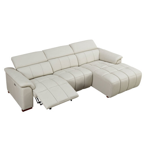 Modern Leather Chaise Sectional Sofa w/ Adjustable Foot & Headrest 113" (2 Colors)