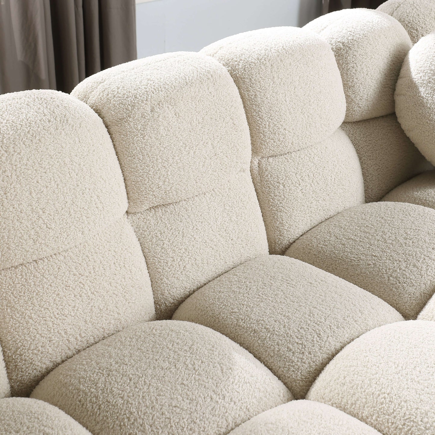 Modern Marshmallow Tufted Boucle Fabric Sofa