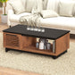 Scandinavian Inspired Solid Wood Graceland Coffee Table, Black with Bourbon Finish 47" - Revel Sofa 