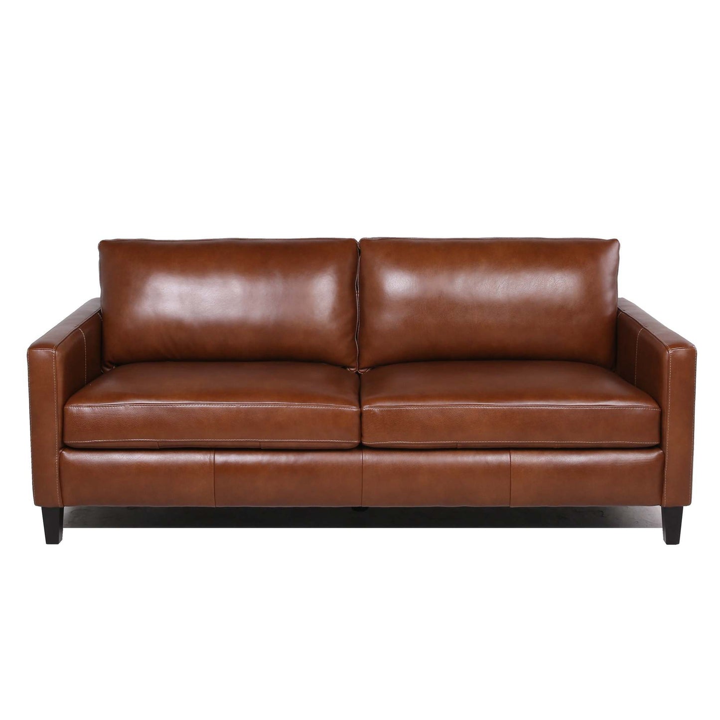 MCM Square Arm Genuine Leather Sofa 80"