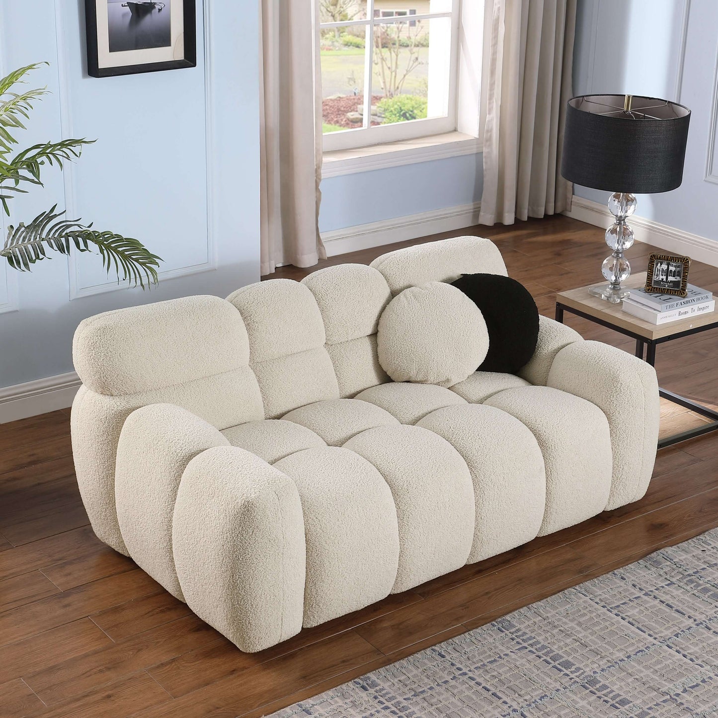 Modern Marshmallow Tufted Boucle Fabric Sofa