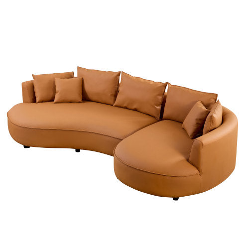 Modern Curved Faux Leather Chaise Sofa Sectional 128" (3 Colors)