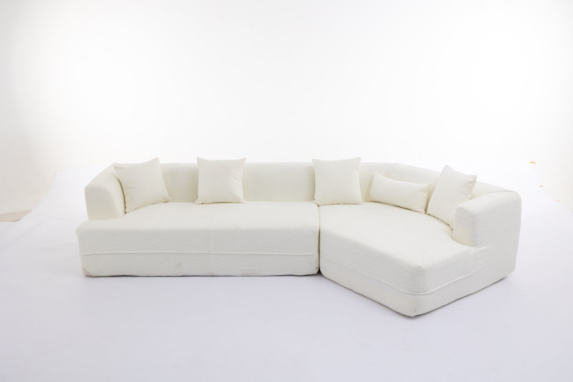 Modular Sectional Modern Minimalist Boucle Sofa, White or Beige 125" - Revel Sofa 