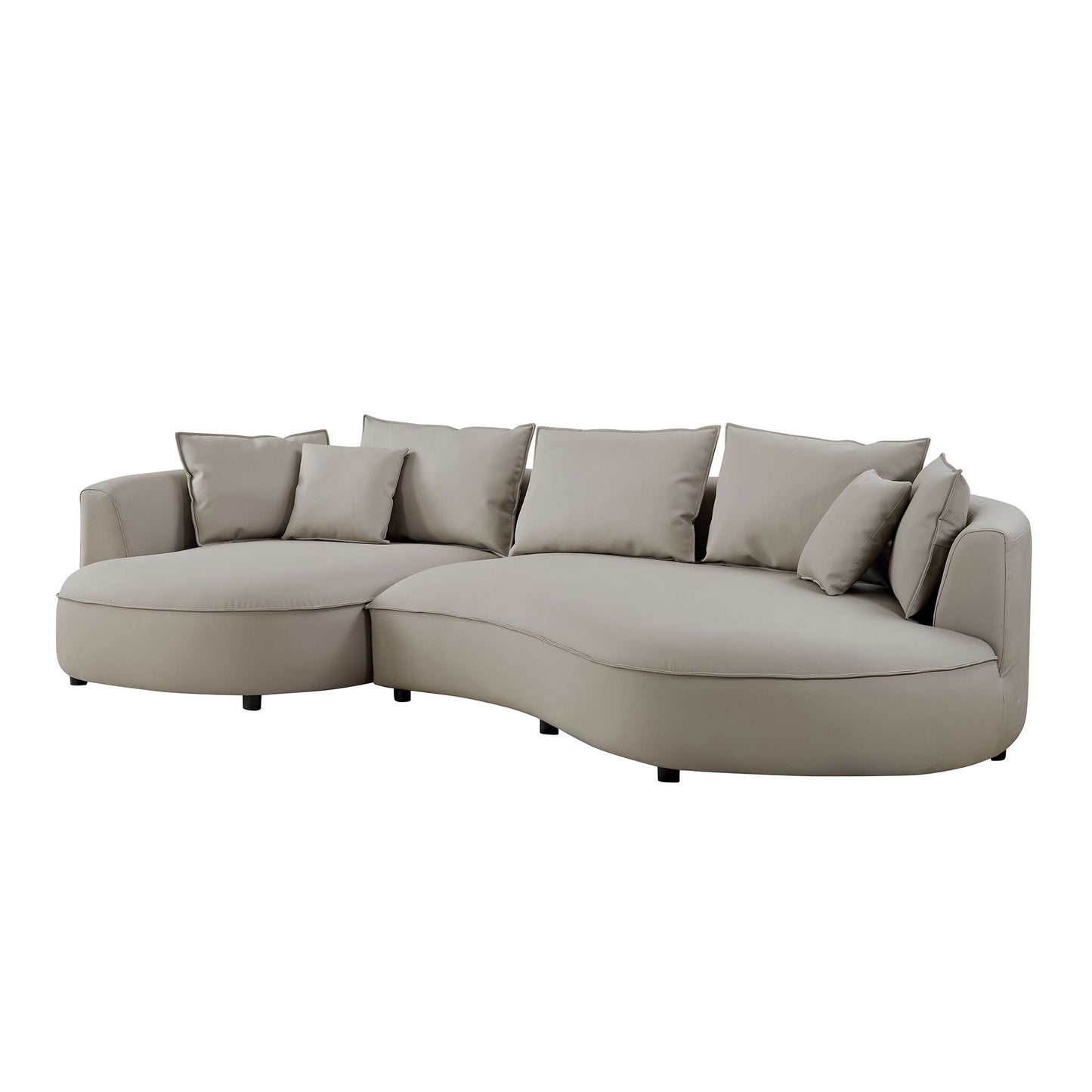 Modern Curved Faux Leather Chaise Sofa Sectional 128" (3 Colors)