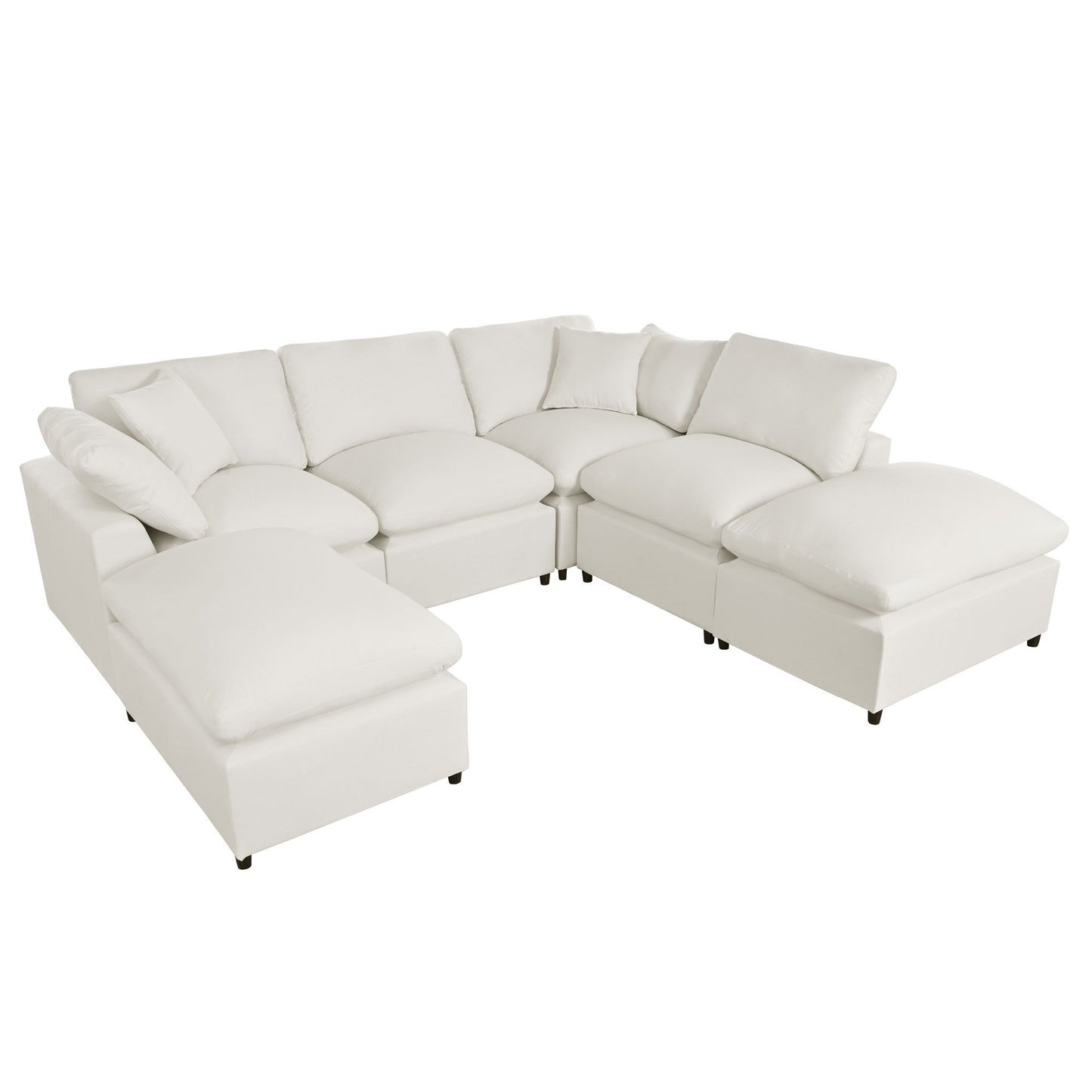 Modern Plush U-Shape Modular 2 Ottoman Sectional Sofa 134" (2 Colors)