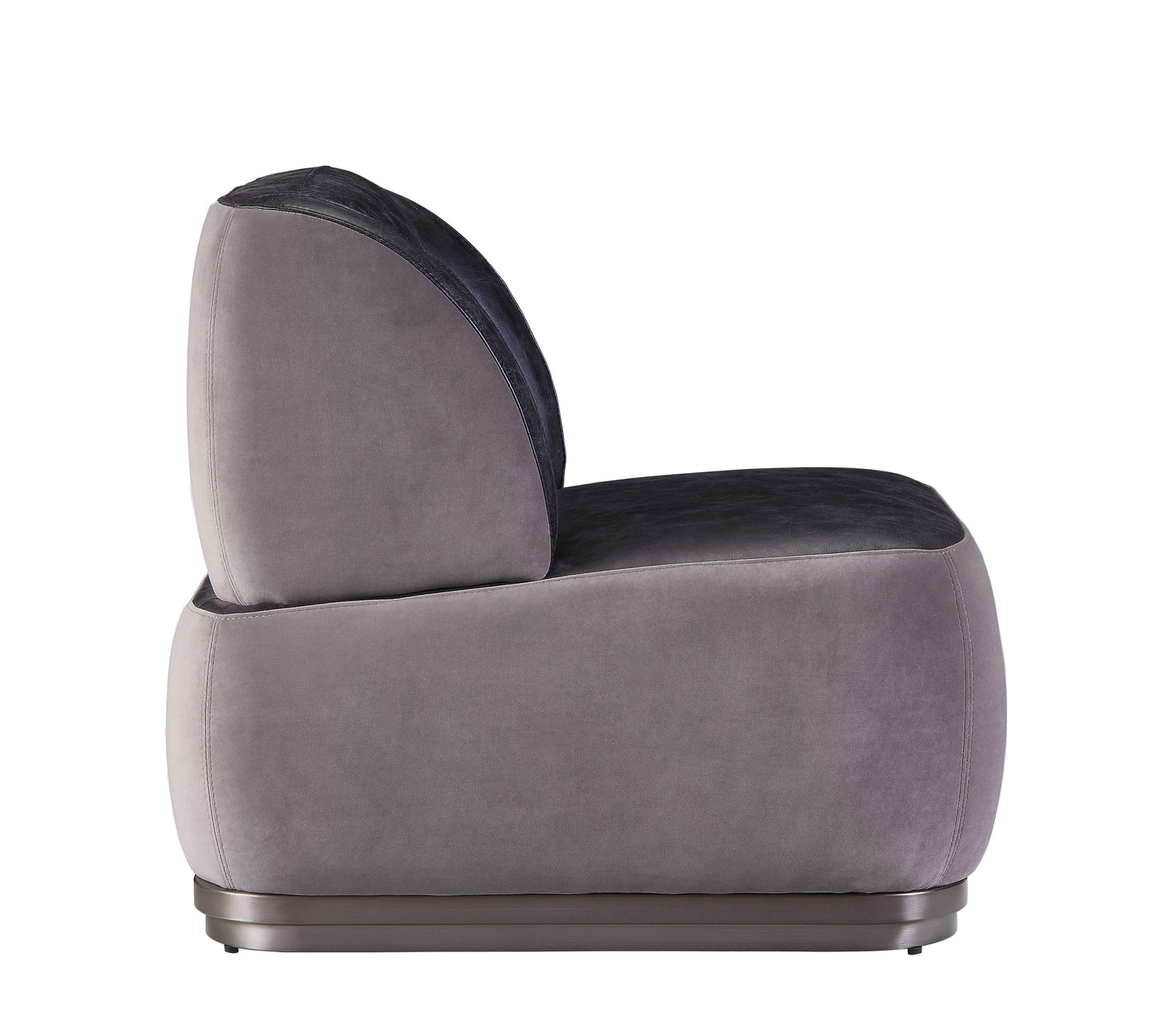 Decapree Accent Lounge Chair Top Grain Leather Gray Velvet