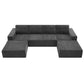 Modular U Shape Dual Chaise Chenille Fabric Sectional Sofa 110" in dark grey, showcasing versatile seating and customizable layout.