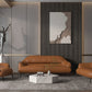 Leonia Contemporary Italian Leather Sofa Tan 88”