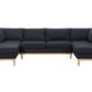 Hallie Black Sherpa Dbl Chaise U-Shape Sectional Sofa (124")