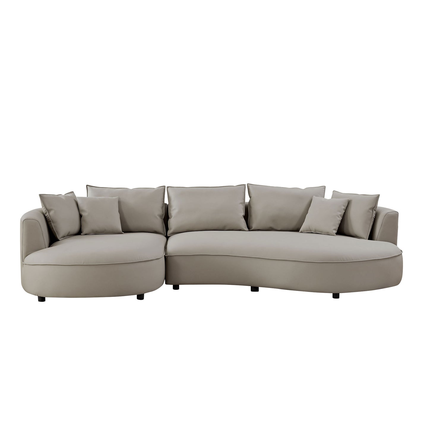 Modern Curved Faux Leather Chaise Sofa Sectional 128" (3 Colors)