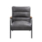 Nignu Accent Lounge Chair, Top Grain Channel Tufted Leather & Matte Iron Base - Revel Sofa 