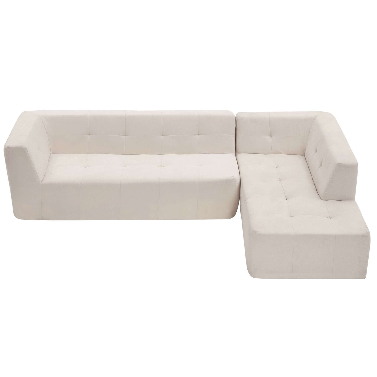 Modern Tufted Chaise Corner L-Shape Sectional Sofa in Beige, Gray or Green 110" - Revel Sofa 