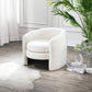 Avalon Modern Luxury Barrel Lounge Chair In White Boucle