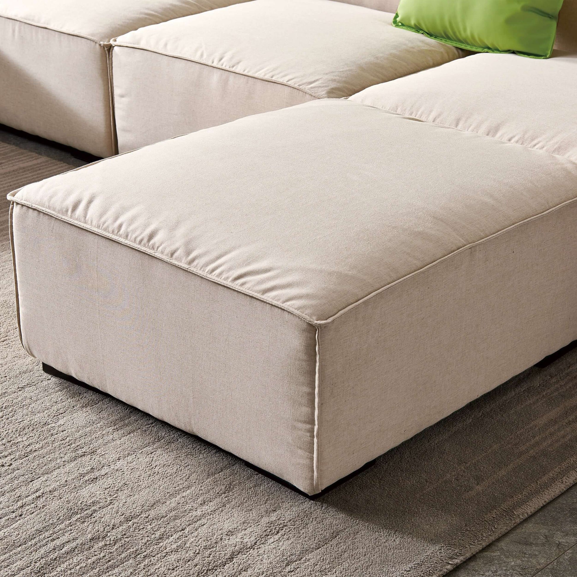 Modern Minimalist Modular U Shape Dual Chaise Sectional Fabric Sofa, Beige or Gray 131" - Revel Sofa 