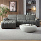 Modern Leather Chaise Sectional Sofa w/ Adjustable Foot & Headrest 113" (2 Colors)