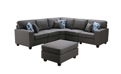 Sonoma Modular Linen Corner Sectional Sofa and Ottoman 98" - Revel Sofa 