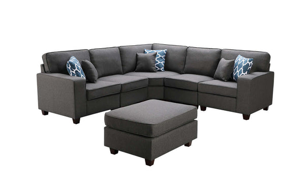 Sonoma Modular Linen Corner Sectional Sofa and Ottoman 98 - Revel Sofa 