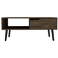 Oslo MCM Wood Coffee Table, 1 Drawer, 1 Shelf in Dark Walnut - Revel Sofa 