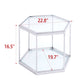 Modern Glass Hexagonal Coffee Table Stainless Steel Frame - Revel Sofa 
