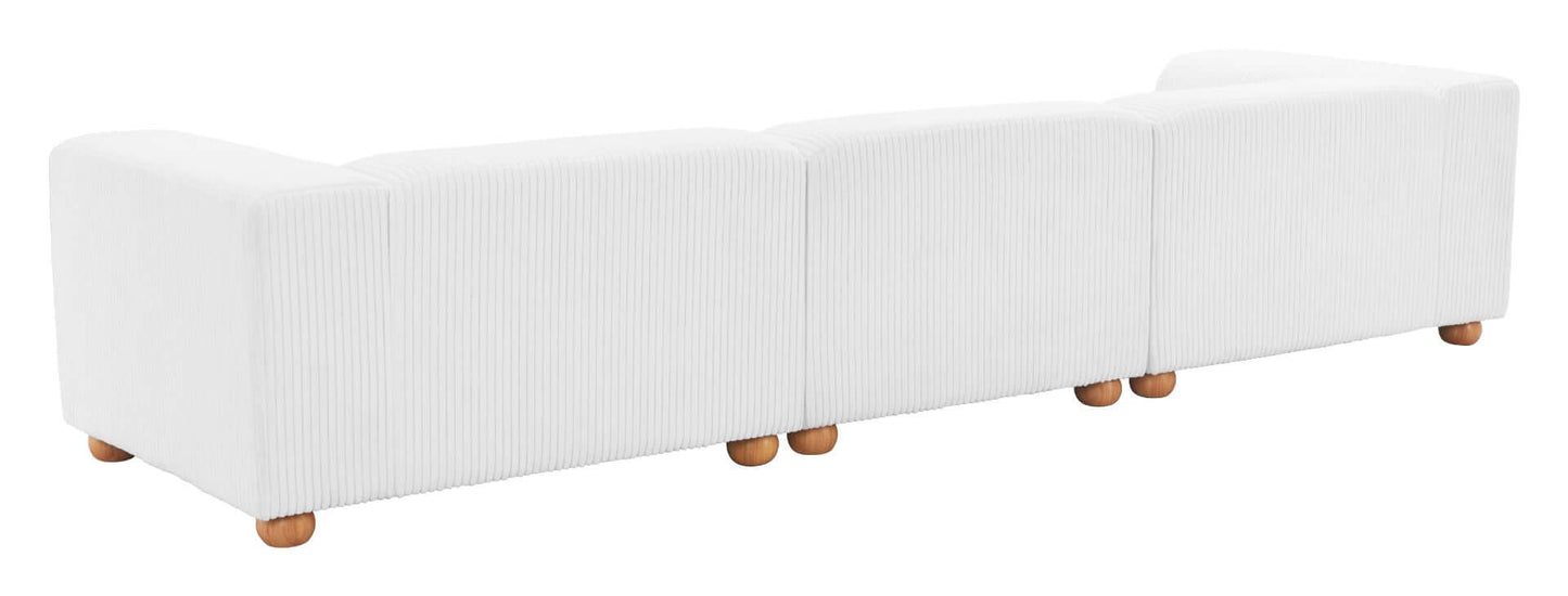 Tayte Big Deep Seated Modular Corduroy Sofa Couch, White (150")