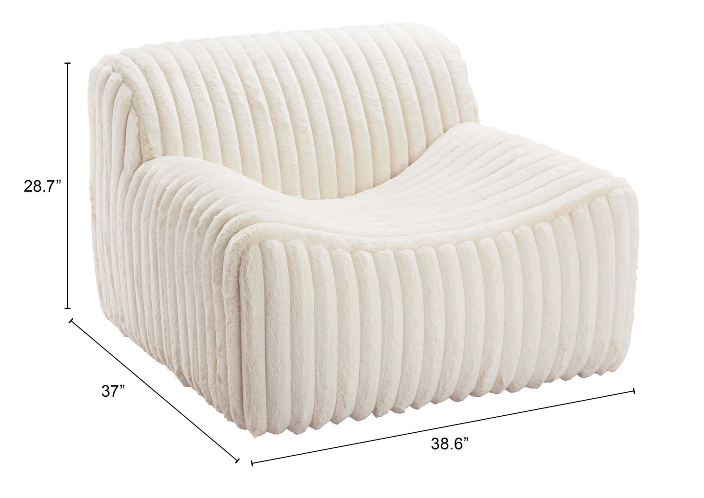 Osterbro Channel Tufted Lounge Accent Chair in Cream White - Revel Sofa 