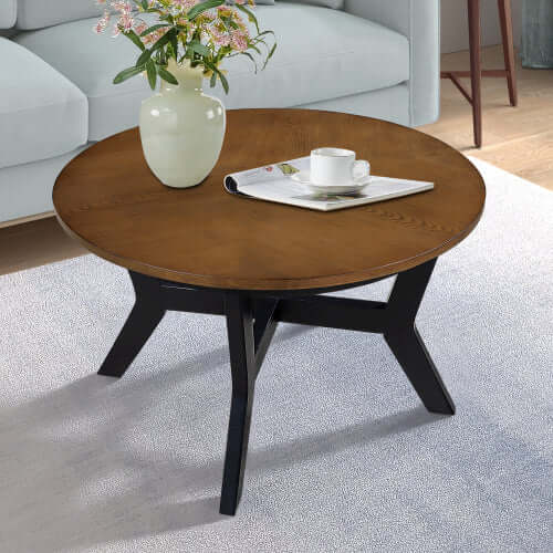 Wood Round Coffee Accent Table (32")