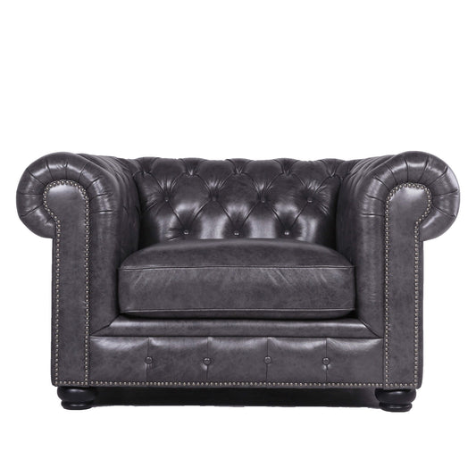 Classic Chesterfield Tufted Leather Nailhead Chair