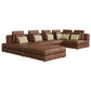 Modular Corner Sectional Sofa with Movable Ottoman in Brown or Black (113")